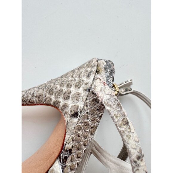 SCHUTZ Julianna Grey Python Snake Leather Strappy High Heel Cage Sandals, Size 5 - Picture 13 of 16